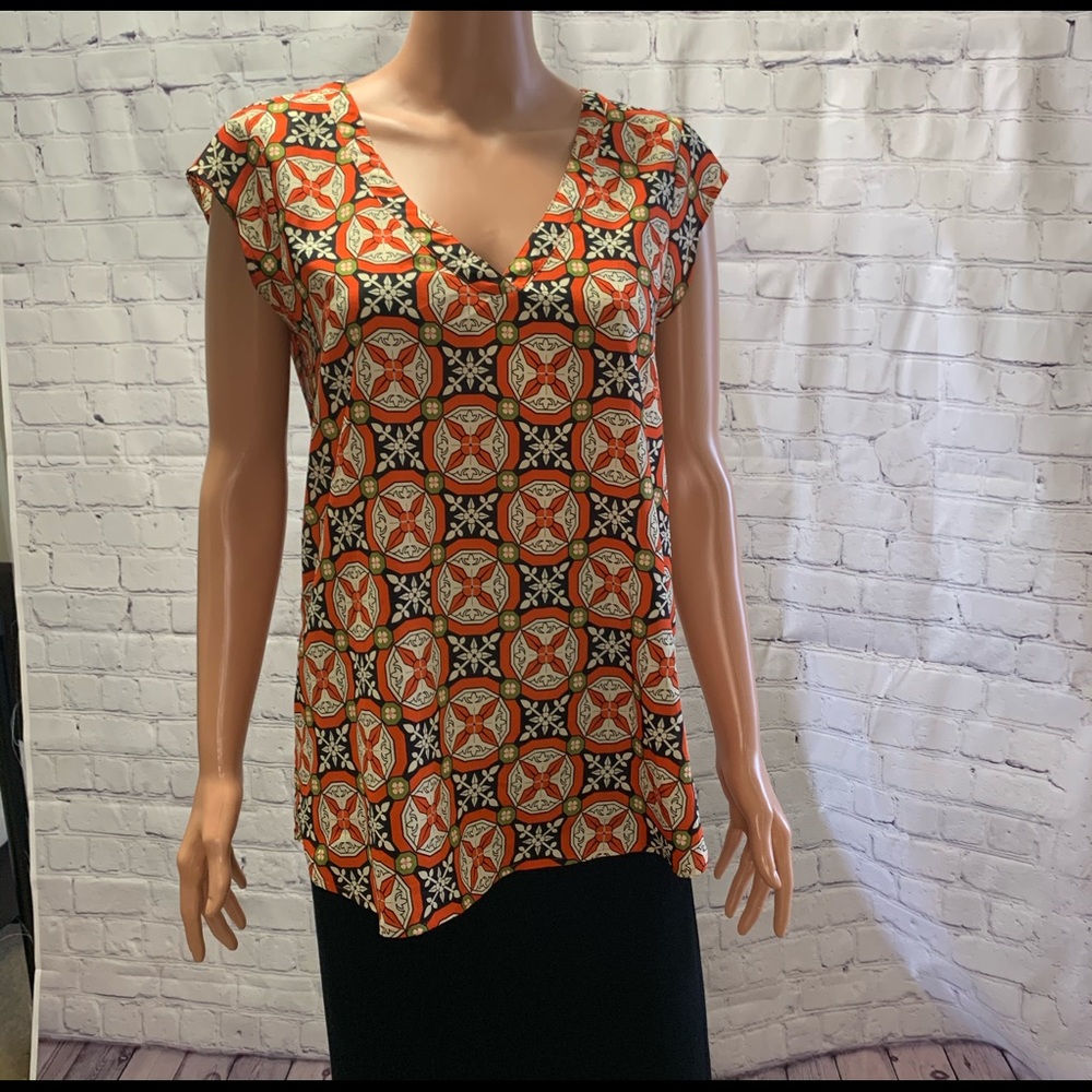 Daniel Rainn Short sleeve boho paisley print pattern top size small red